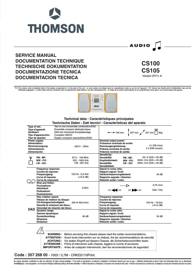 thomson cs100 cs105 crkd2110 2